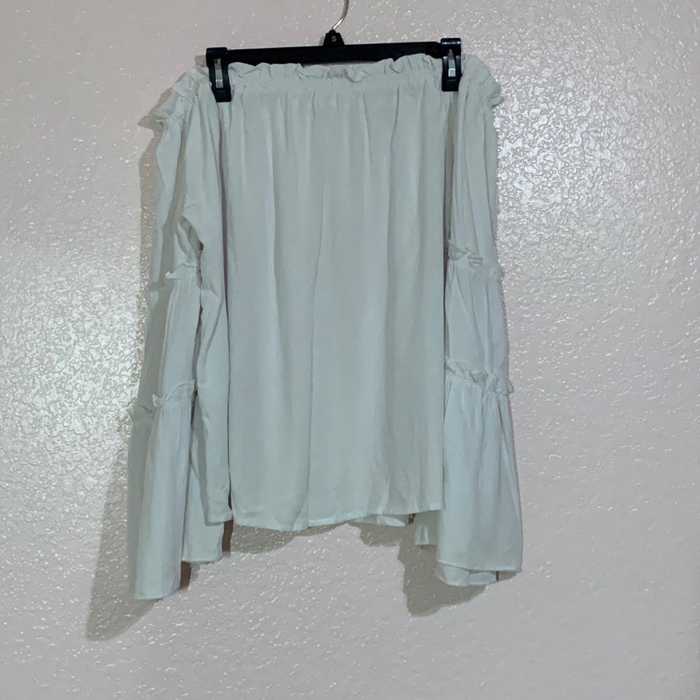 Off the shoulder bell sleeve top
